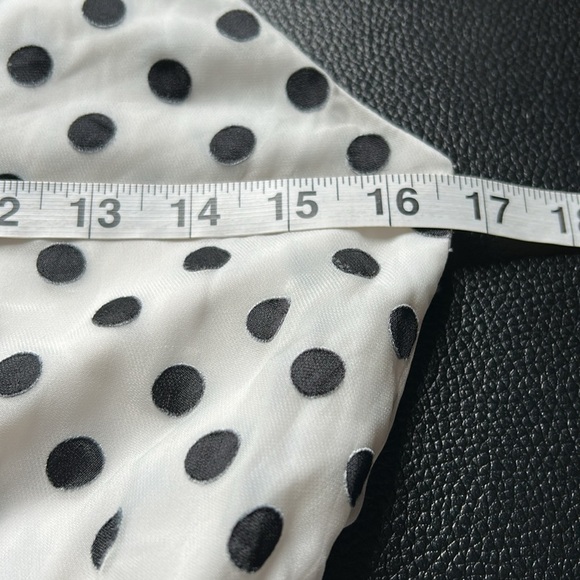 Alice and Olivia Mable Midlength Ruffle Mock Wrap Dress Polka Dot Black White 6 - Picture 11 of 15